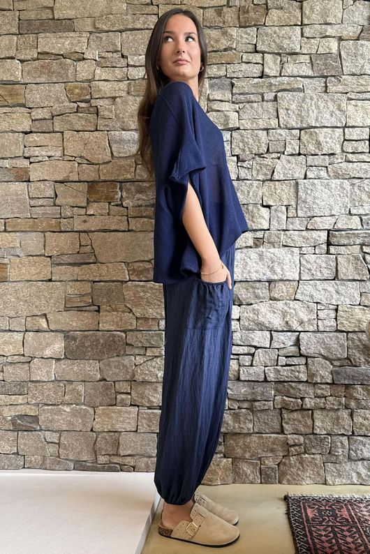 Conrad Boxy Cotton Knit Navy